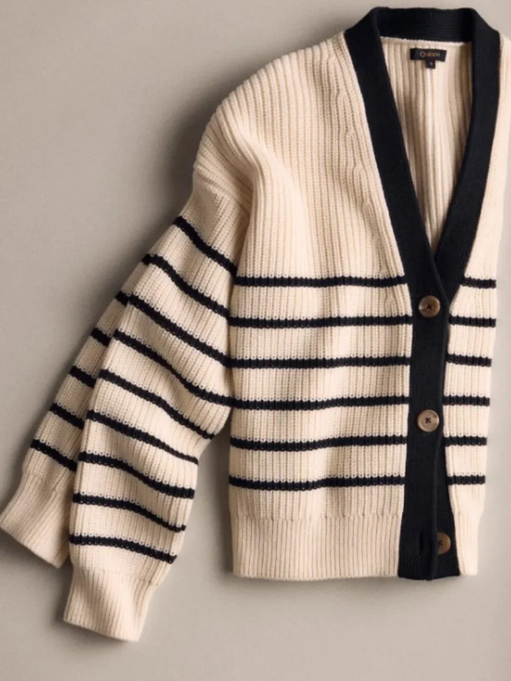 Quince 100% Organic Cotton Fisherman Boxy Cropped Cardigan, M - Picture 5 of 5
